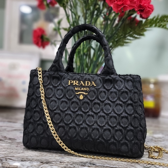Prada Handbags - Prada Baroque Mini Tote Chain Bag